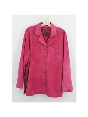 Brandon Thomas Women's Size Large Pink Suede Leather Button Down Jacket